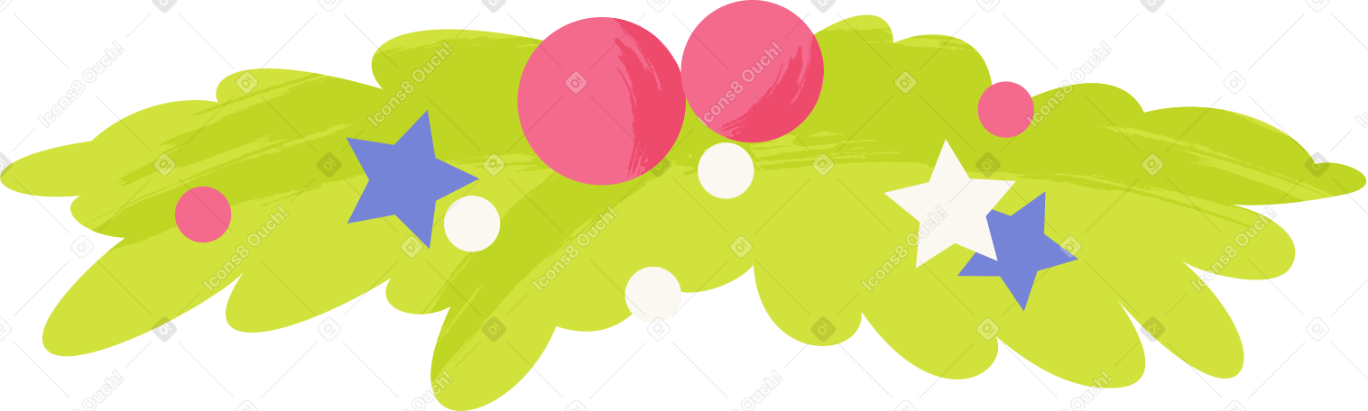 spruce branches with toys Illustration in PNG, SVG