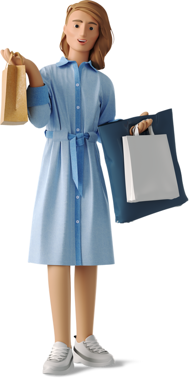 non-binary person with shopping bags PNG, SVG