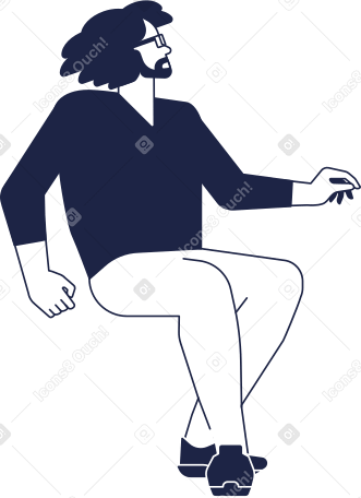 office man in glasses sits Illustration in PNG, SVG