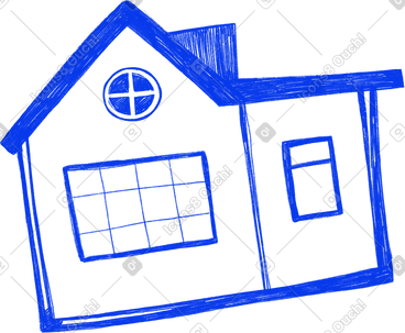 Blue big house PNG, SVG