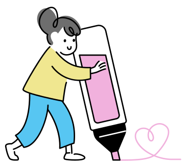 Young woman drawing a heart with marker PNG, SVG