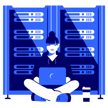 It worker in a server room PNG, SVG