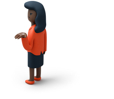 Back view of black businesswoman raising her hand up and looking left PNG, SVG