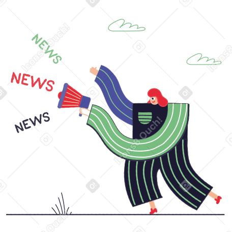 Девушка спешит сообщить новость в PNG, SVG