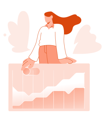 Woman presenting analytics with graph PNG, SVG