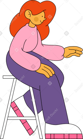 woman sits on a chair and holds something in her hand Illustration in PNG, SVG