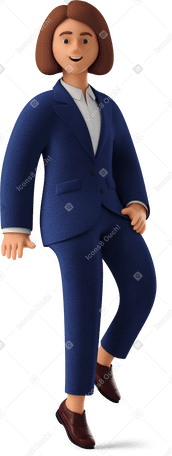 3D side view of sitting businesswoman in blue suit PNG, SVG