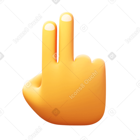 3D two fingers Illustration in PNG, SVG