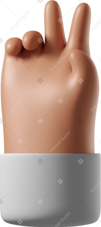 3D Tanned skin hand showing victory sign Illustration in PNG, SVG