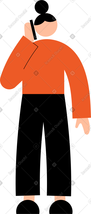 年轻女子打电话 PNG, SVG