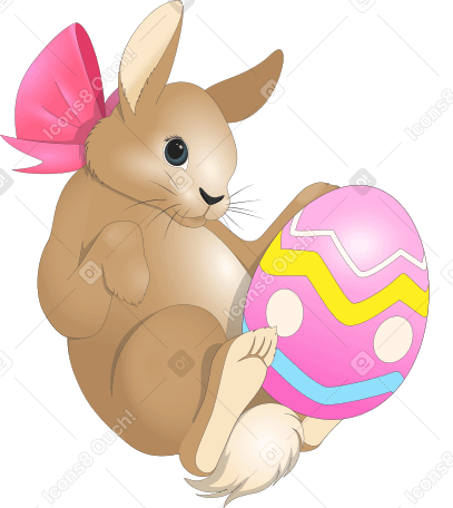 easter bunny with egg PNG, SVG