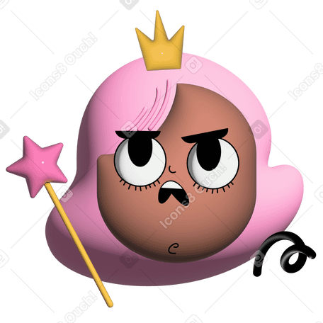 Girl with crown and magic wand PNG, SVG