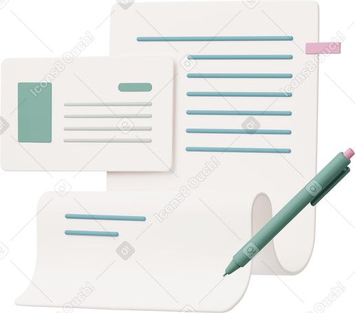 3D signing contract Illustration in PNG, SVG