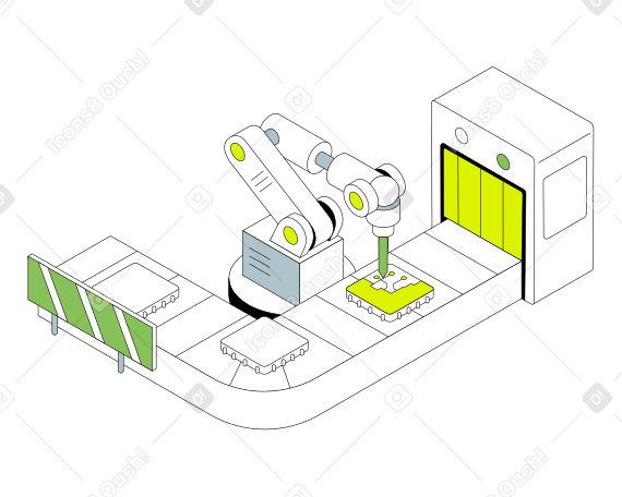 Illustration animée Production automatique de produits aux formats GIF, Lottie (JSON) et AE