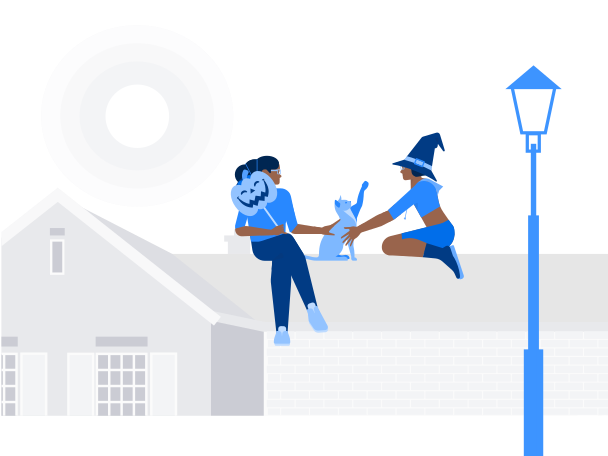 Witches On The Roof Illustration in PNG, SVG