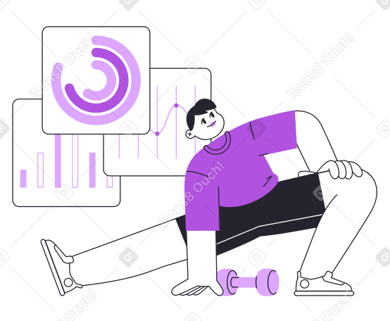 Man working out and stretching Illustration in PNG, SVG