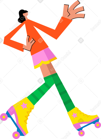 woman on roller skates Illustration in PNG, SVG