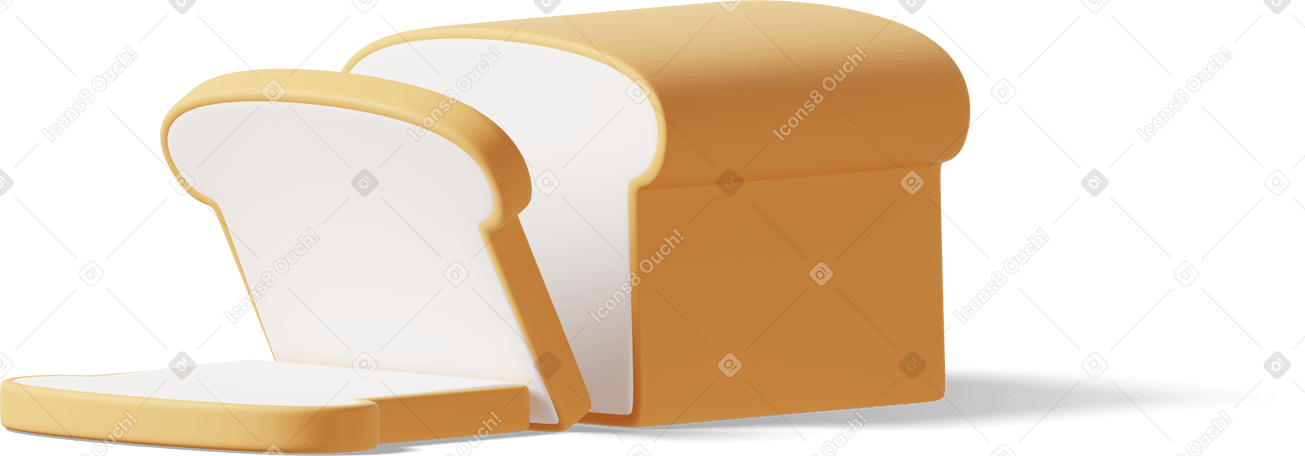 3D Sliced toast bread Illustration in PNG, SVG