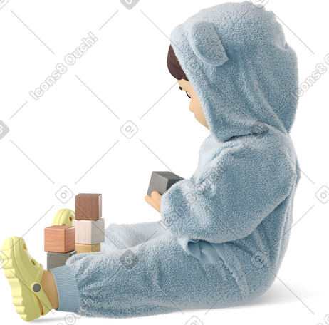 3D small child playing PNG, SVG