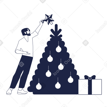 Decorating Christmas tree PNG、SVG
