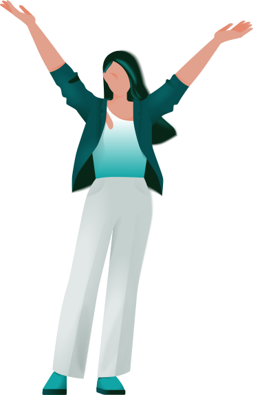 happy woman with her hands in the air PNG, SVG