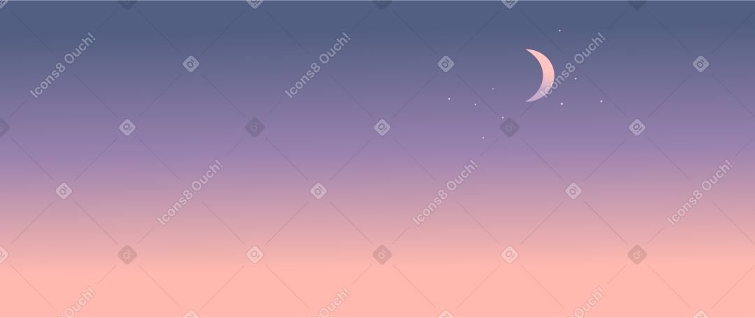 sunset sky with crescent Illustration in PNG, SVG