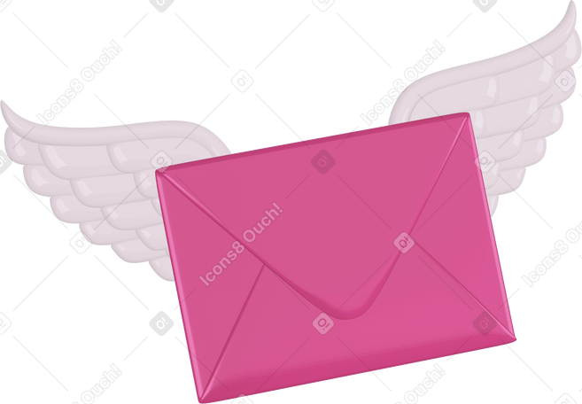 3D love letter with wings PNG, SVG