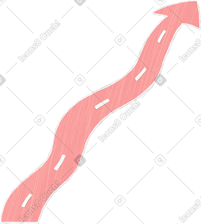 pink curved arrow in the form of a road PNG, SVG