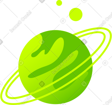 Green round planet with belt PNG, SVG