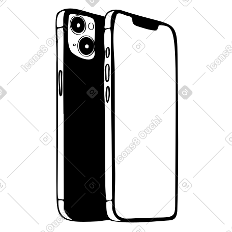 线条艺术单色 iphone 背面和正面 PNG, SVG