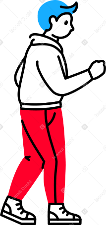 walking man bent his elbow Illustration in PNG, SVG