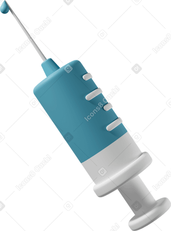 3D Blue syringe with needle Illustration in PNG, SVG