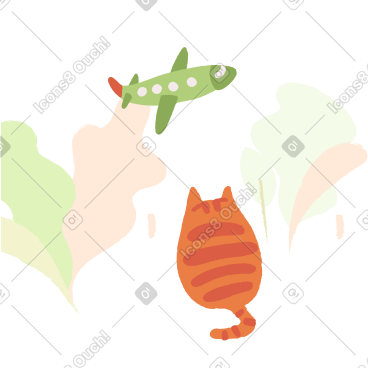 猫看着飞机 PNG, SVG