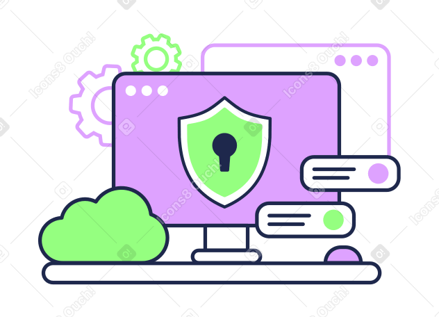 Segurança cibernética e segurança de dados no armazenamento em nuvem PNG, SVG