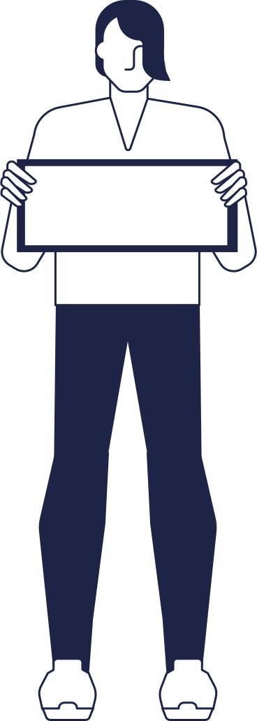man holding sign line PNG, SVG