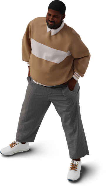 isometric view of young man standing with hands in pockets PNG, SVG