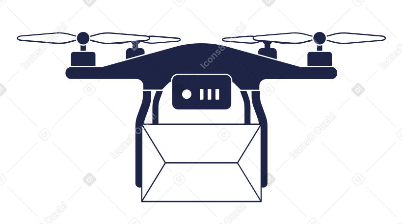 Levitating drone with box animated illustration in GIF, Lottie (JSON), AE