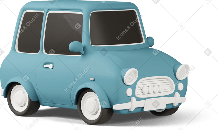 3D toy car turn right blue Illustration in PNG, SVG