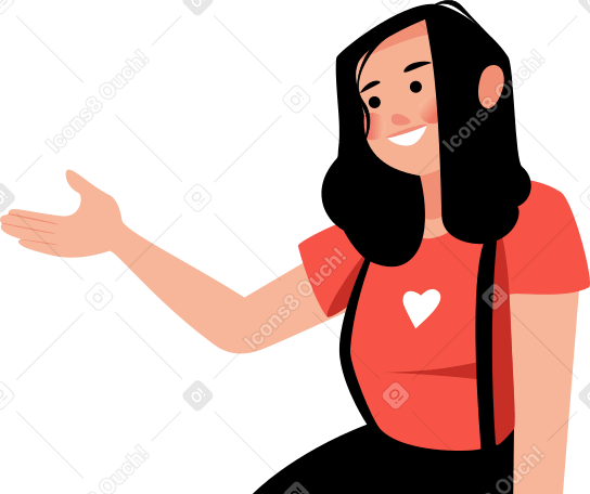 girl presents something with a hand PNG, SVG