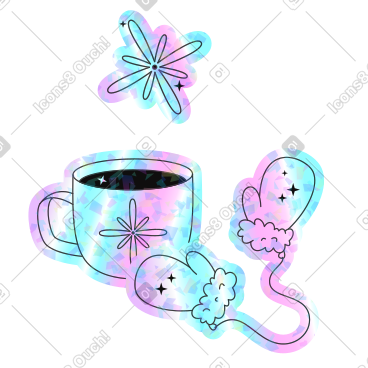 有雪花和手套的杯子 PNG, SVG