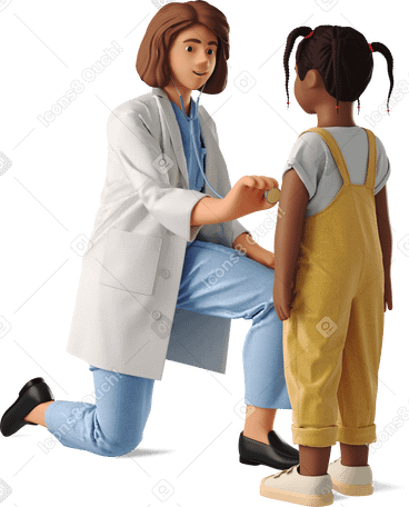 3D doctor and little girl в PNG, SVG