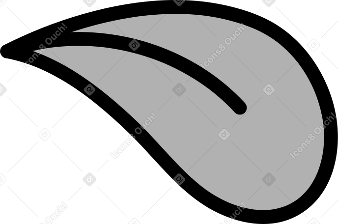 grey leaf with black thick outline PNG, SVG