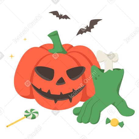 Halloween pumpkin and zombie hands PNG, SVG