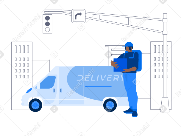Courier Delivery Illustration in PNG, SVG