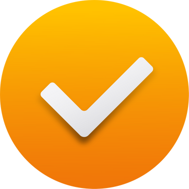 round yellow icon with a check mark PNG, SVG