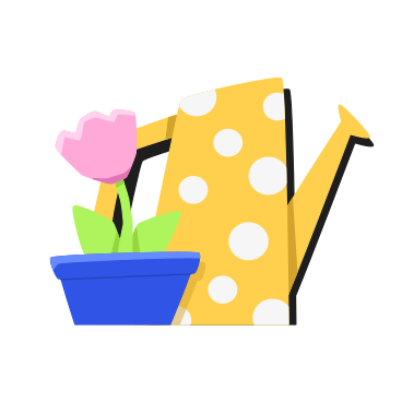 Flower in a pot and a watering can PNG, SVG