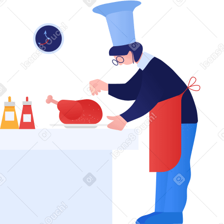 Cooking turkey Illustration in PNG, SVG