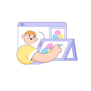 Designer masculin dessinant sur une tablette graphique PNG, SVG