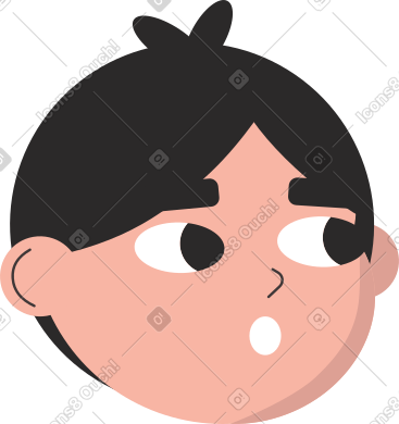 Surprised man face with black hair PNG, SVG