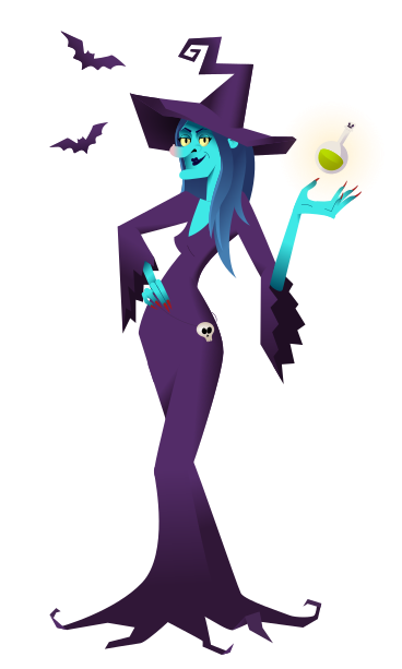 Witch and a magic potion PNG, SVG
